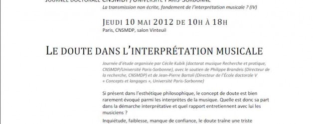 Journée d’étude : Le doute dans l’interprétation musicale