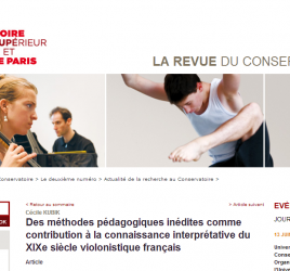 Un article dans La Revue du Conservatoire de Paris